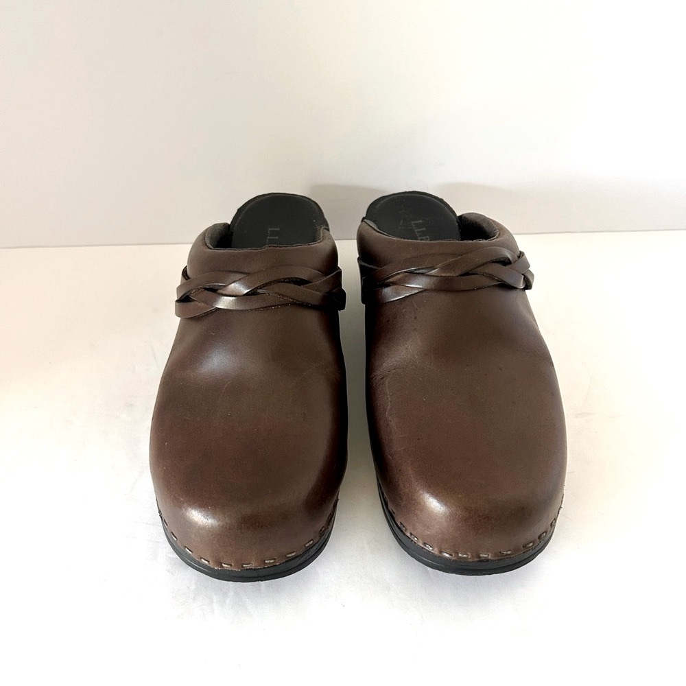 LL Bean Clog Shoe Mule Braided Leather Poetcore Scandigirl Brown Size 39 US 7.5 - Picture 5 of 11